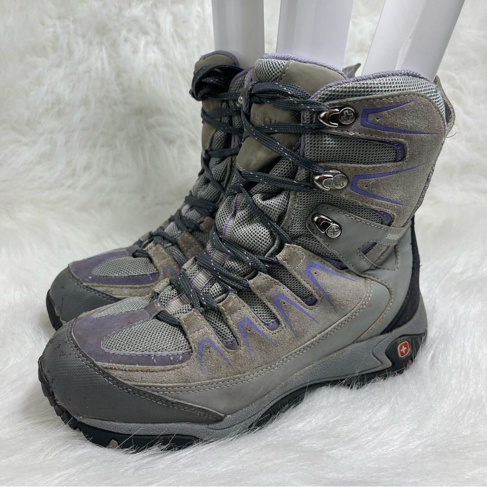 Women's Swiss Gear Thinsulate Boots Grey With Lavender Size 7